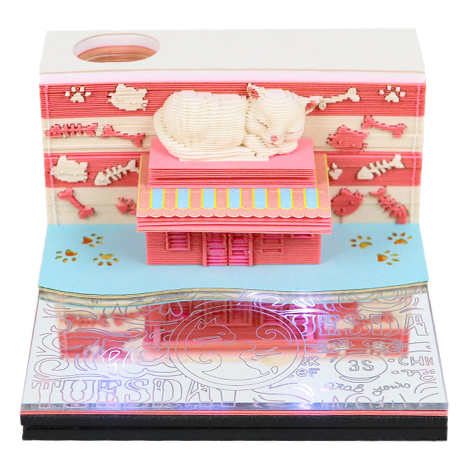 Cat shop 3D memo pad with pen holder